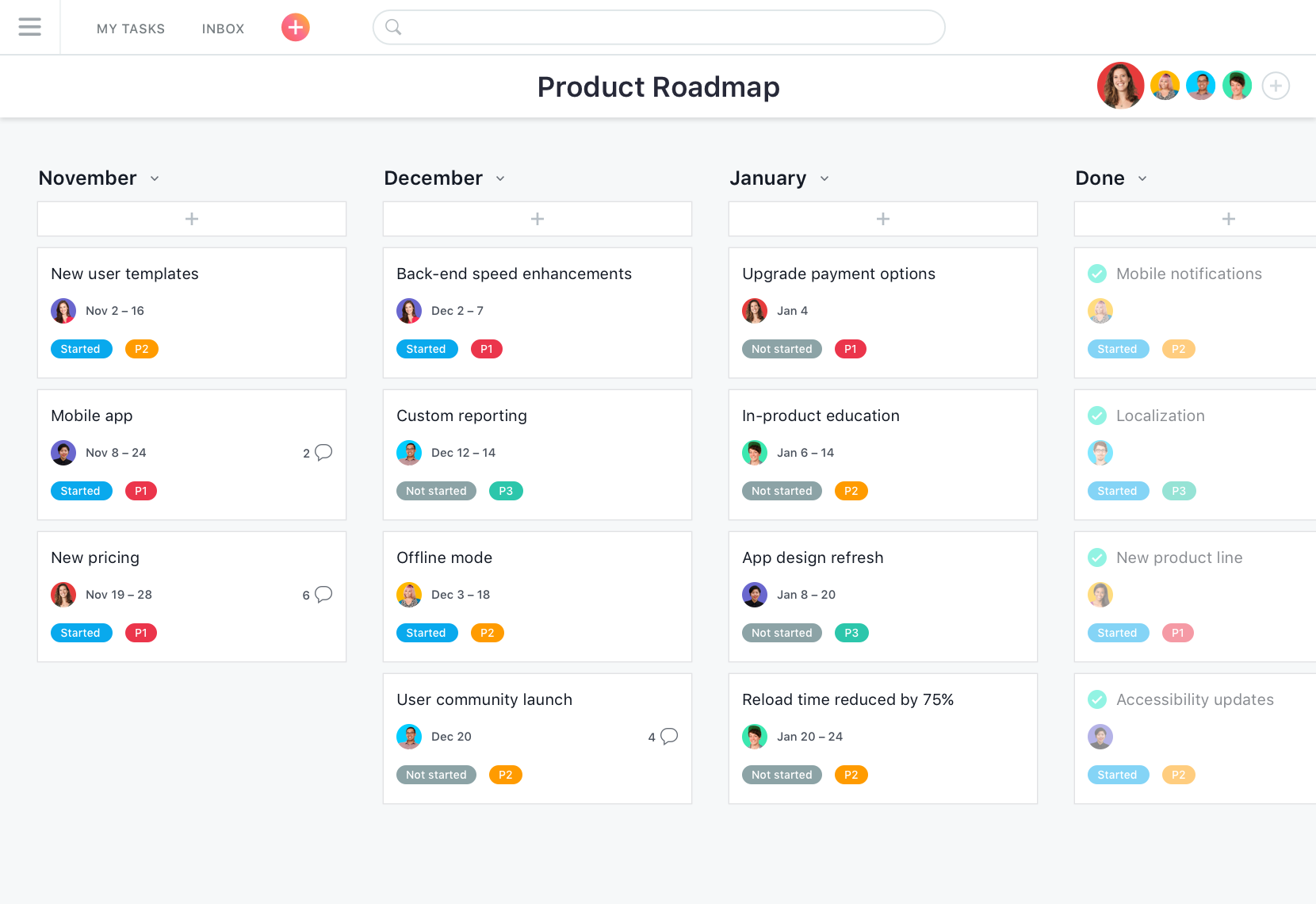 Build product roadmaps Asana’s agile management software
